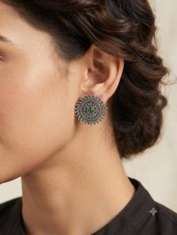 VENI - 92.5 Silver Plated Oxidized Earrings