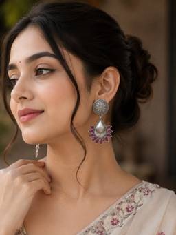VENI - 92.5 Silver Plated Oxidized Earrings