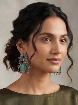 VENI - 92.5 Silver Plated Oxidized Earrings