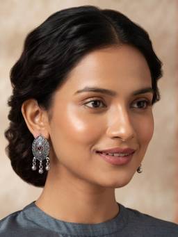 VENI - 92.5 Silver Plated Oxidized Earrings