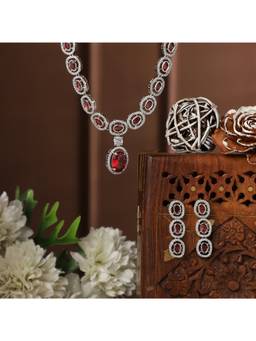 VENI - 92.5 Silver Plated Oxidized Necklace Set