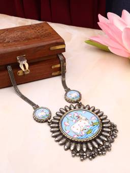 VENI - 92.5 Silver Plated Oxidized Necklace