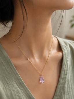 Stone Story By Shruti - Purple Amethyst Drop Pendant Necklace for Women in 925 Sterling Silver