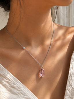 Stone Story By Shruti - Purple Amethyst Drop Pendant Necklace for Women in 925 Sterling Silver