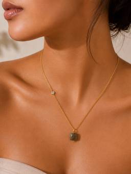 Stone Story By Shruti - Labradorite Drop Pendant Necklace for Women in 925 Sterling Silver