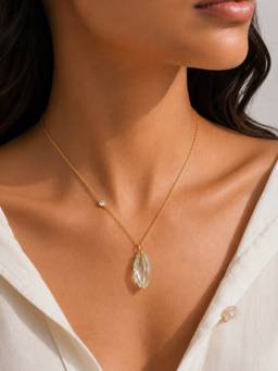 Stone Story By Shruti - Green Amethyst Drop Pendant Necklace for Women in 925 Sterling Silver
