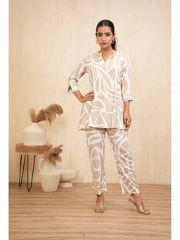 VAJOONI JAIPUR - Beige Sand Dune Abstract Co-Ord Set