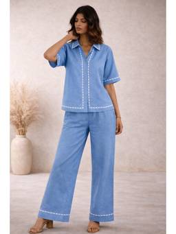 VAJOONI JAIPUR - Blue Coastal Haze Co-Ord Set