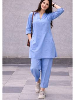 VAJOONI JAIPUR - Tranquil Blue Ease Co-Ord Set