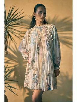 Pankaj & Nidhi - Porto Sage Sfumato Butter Yellow Pleated Dress