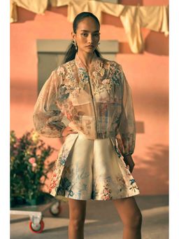 Pankaj & Nidhi - Butter Yellow Porto Honeyed Haze Zip Up Jacket