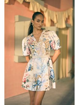 Pankaj & Nidhi - Butter Yellow Porto Ambered Atlas Mini Dress
