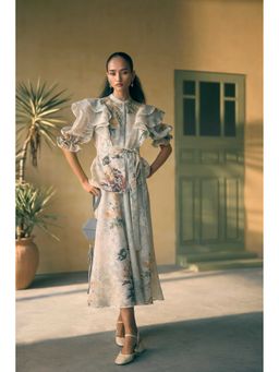 Pankaj & Nidhi - Porto Cassia Cloud White Top with Skirt