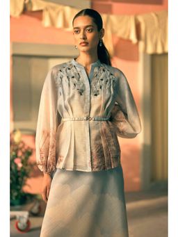 Pankaj & Nidhi - Porto Marine Mural Blue Top with Inner