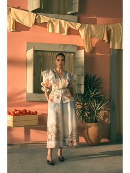 Pankaj & Nidhi - Porto Delft Bloom Blue Top with Inner