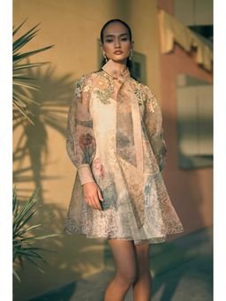 Pankaj & Nidhi - Porto Ochre Cream Orchard Mini Dress