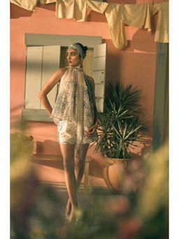 Pankaj & Nidhi - Porto Sylvan White Top with Shorts
