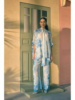 Pankaj & Nidhi - Porto Lapis Lattice White Top with Pant