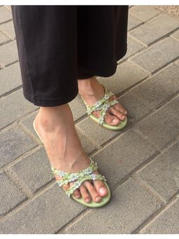 Shoe that fits you - Womens Green Lacey Sandals Heels
