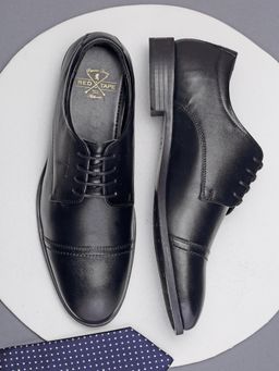 Red Tape - Mens Black Classic Formal Style Leather Derbies Shoes