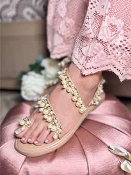 Sandal Stories - Beige Pearl Anklet Sandals
