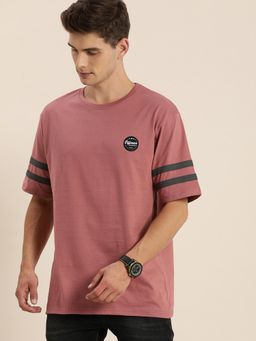 Difference of Opinion - Pink Solid Oversized T-Shirt