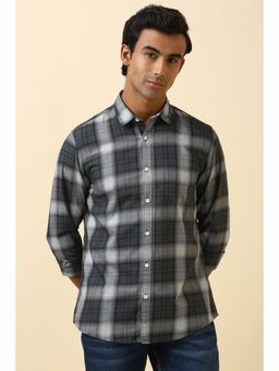 Allen Solly - Men Grey Checked Full Sleeves Casual Shirt