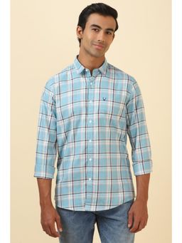 Allen Solly - Men Light Blue Checked Full Sleeves Casual Shirt