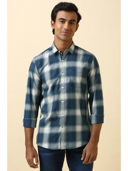 Allen Solly - Men Blue Checked Full Sleeves Casual Shirt