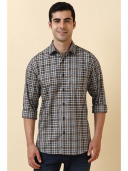 Allen Solly - Men Grey Checked Full Sleeves Casual Shirt