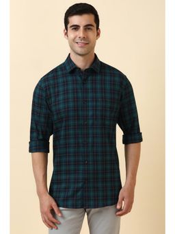 Allen Solly - Men Green Checked Full Sleeves Casual Shirt