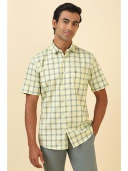 Allen Solly - Men Yellow Checked Half Sleeves Casual Shirt
