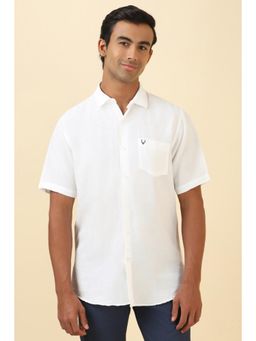 Allen Solly - Men White Textured Half Sleeves Casual Shirt
