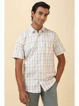 Allen Solly - Men White Checked Half Sleeves Casual Shirt