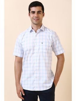 Allen Solly - Men White Checked Half Sleeves Casual Shirt