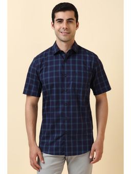 Allen Solly - Men Navy Checked Half Sleeves Casual Shirt