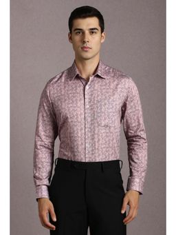 Louis Philippe - Men Pink Print Full Sleeves Formal Shirt