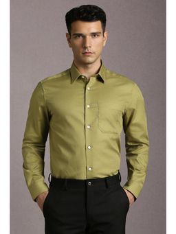 Louis Philippe - Men Olive Textured Full Sleeves Formal Shirt