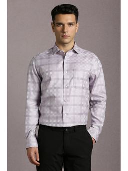 Louis Philippe - Men Lilac Textured Full Sleeves Formal Shirt