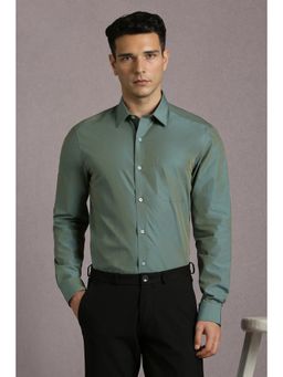 Louis Philippe - Men Green Solid Full Sleeves Formal Shirt