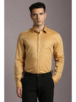 Louis Philippe - Men Yellow Textured Full Sleeves Formal Shirt