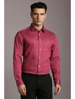 Louis Philippe - Men Magenta Textured Full Sleeves Formal Shirt