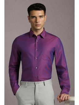 Louis Philippe - Men Purple Textured Full Sleeves Formal Shirt