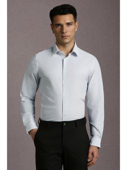 Louis Philippe - Men Light Blue Print Full Sleeves Formal Shirt