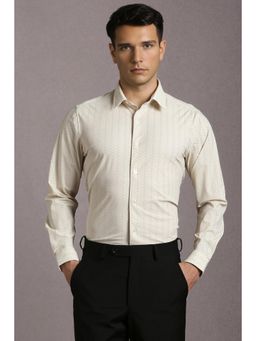 Louis Philippe - Men Beige Print Full Sleeves Formal Shirt