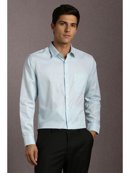 Louis Philippe - Men Light Blue Textured Full Sleeves Formal Shirt