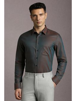 Louis Philippe - Men Brown Textured Full Sleeves Formal Shirt