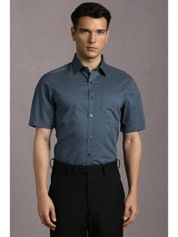 Louis Philippe - Men Navy Print Half Sleeves Formal Shirt