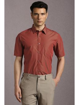 Louis Philippe - Men Brown Solid Half Sleeves Formal Shirt