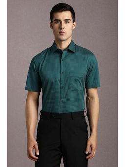 Louis Philippe - Men Green Print Half Sleeves Formal Shirt